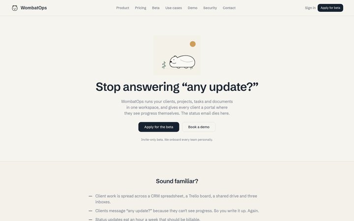WombatOps - demo environment · fictitious data