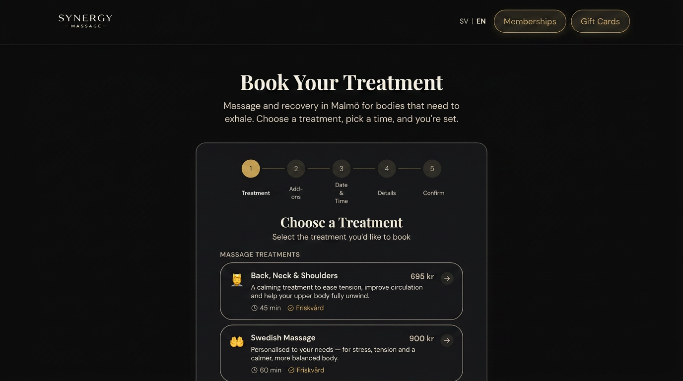 Synergy Massage Booking — pulpit